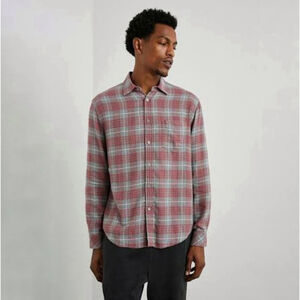 Rails Lennox Flannel Relaxed Fit Shirt brushed plaid Barn Steel Dove mens medium